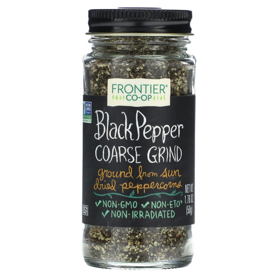 Frontier Co-op, Black Pepper, Coarse Grind, 1.76 oz (50 g)  1090