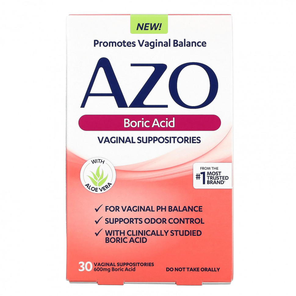Azo, Boric Acid, Vaginal Supositories, 600 mg, 30 Suppositories  4990