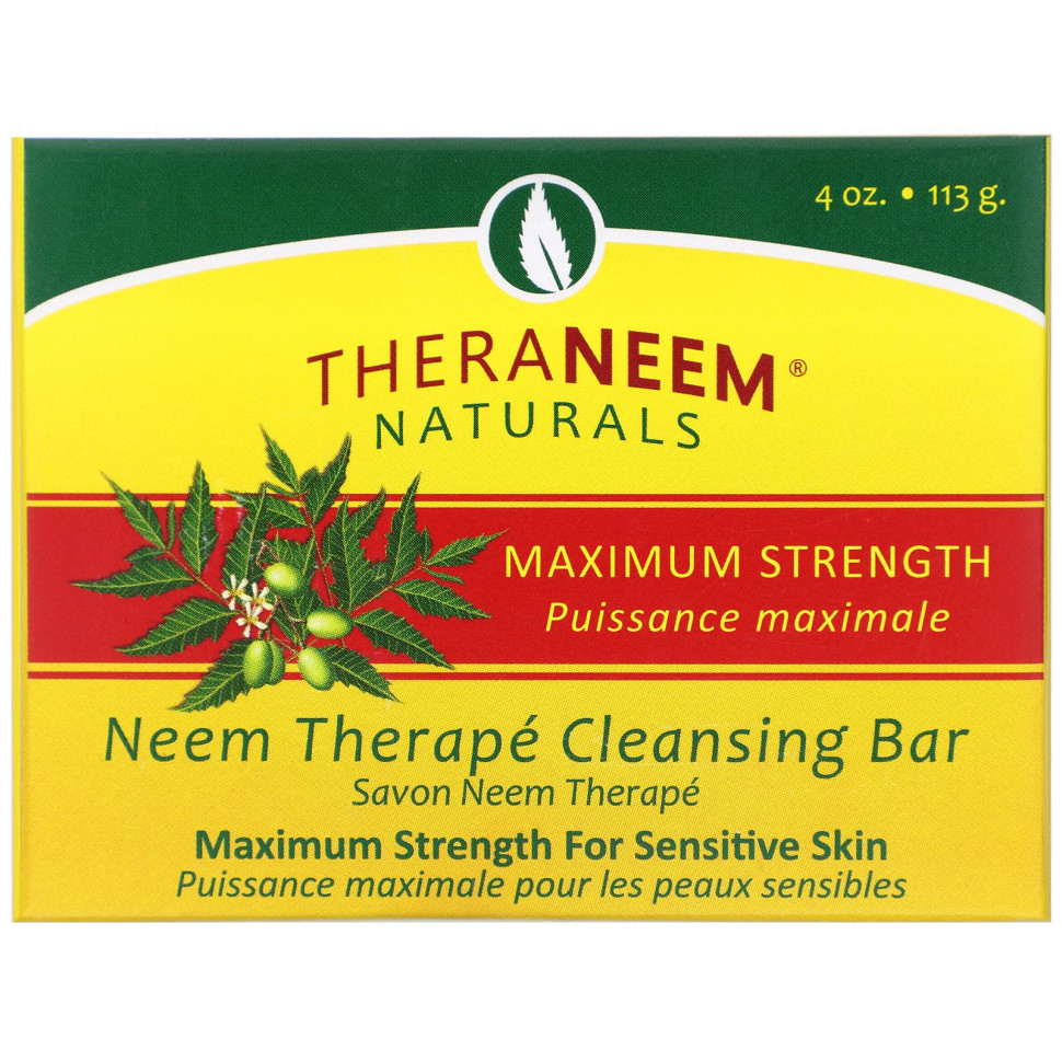 Organix South, TheraNeem Organix, Neem Therapy Cleansing Bar, Maximum Strength, 4 oz (113 g)  1240