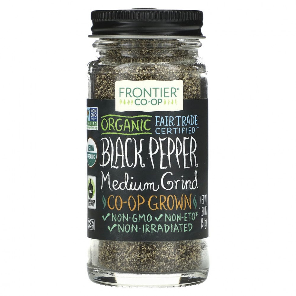 Frontier Co-op, Organic Black Pepper, Medium Grind, 1.80 oz (51 g)  1710