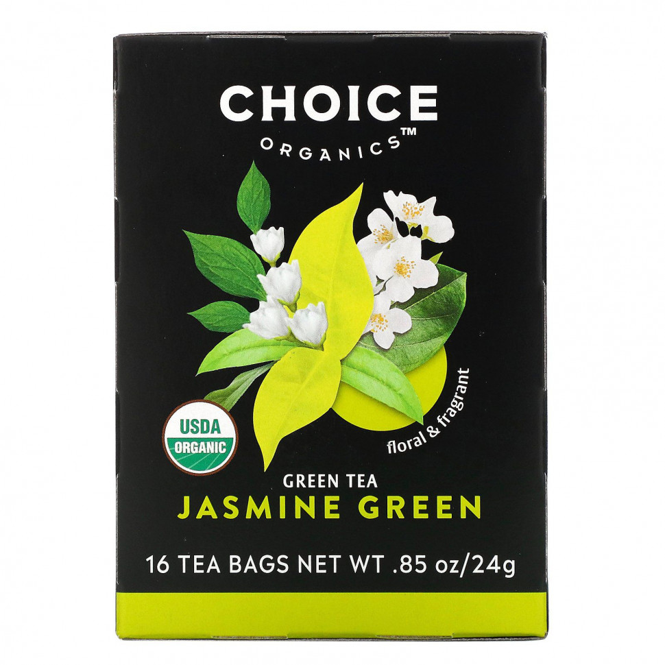 Choice Organic Teas, Green Tea, Organic Jasmine Green, 16 Tea Bags, .85 oz (24 g)  950