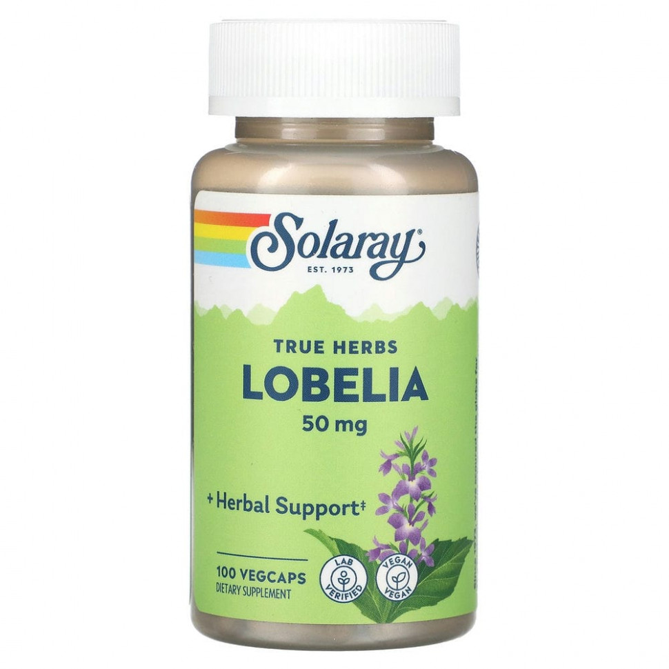 Solaray, True Herbs, Lobelia, 50 mg , 100 VegCaps  1310