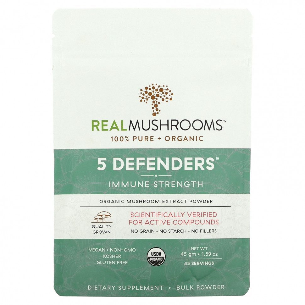 Real Mushrooms, Organic, 5 Defenders,  , 45  (1,59 )  5240