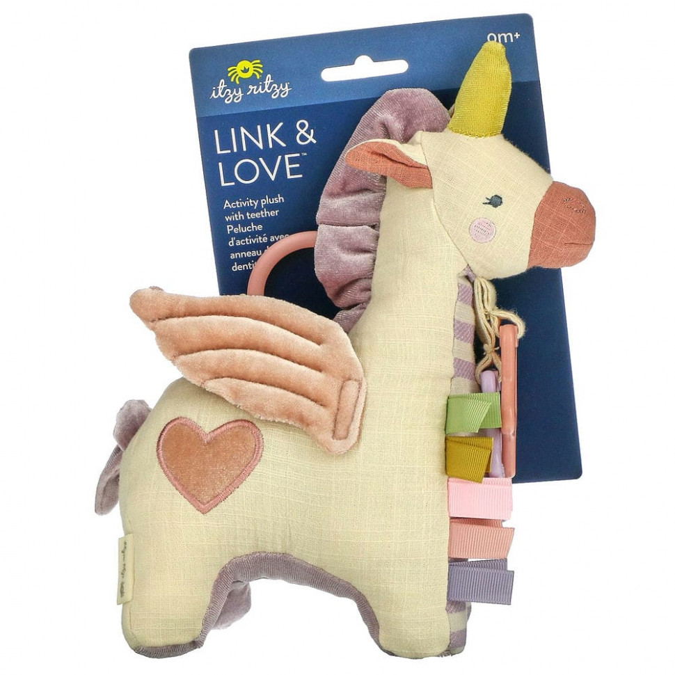 itzy ritzy, Link & Love, Activity Plush with Teether, 0+ Months, Pegs`` 1 Teether  4190