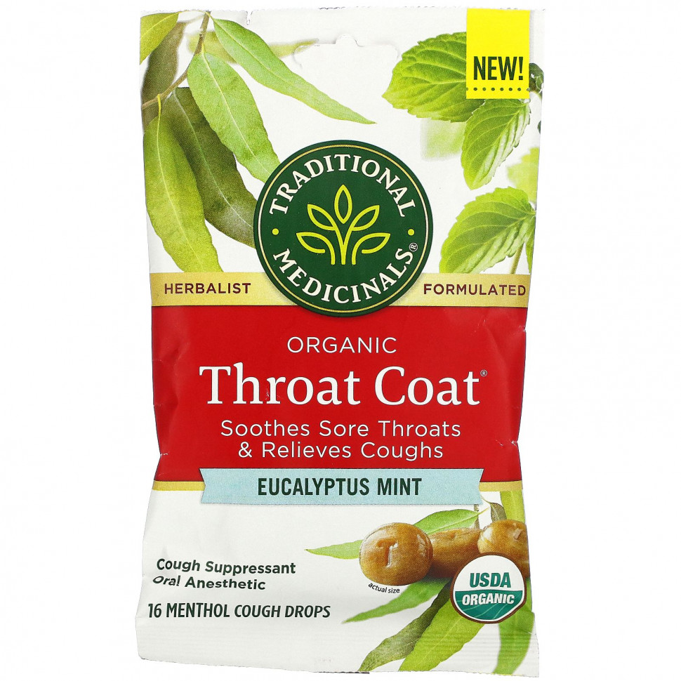 Traditional Medicinals, Organic Throat Coat Drops,  , 16       980