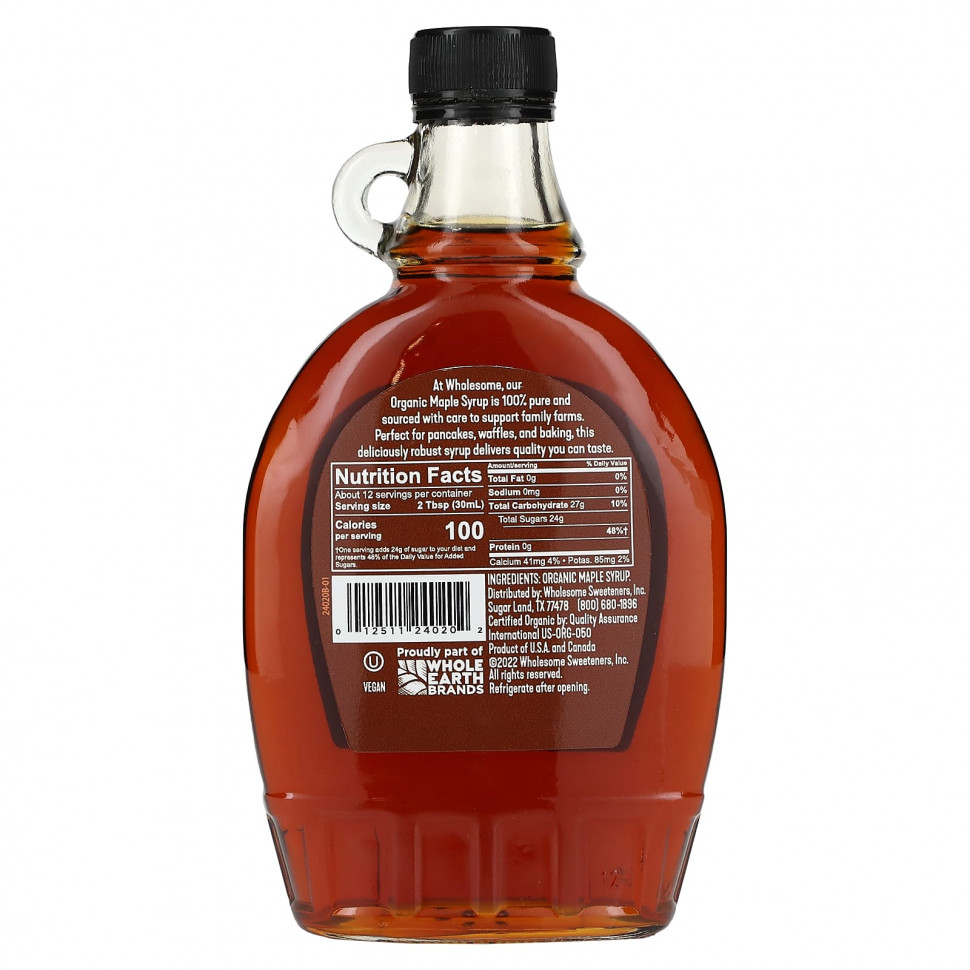 Wholesome Sweeteners, Organic Maple Syrup, Dark, 12 fl oz (355 ml)  3100