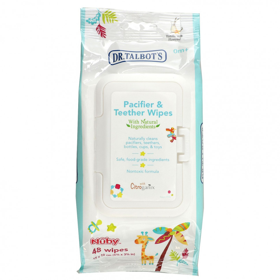 Dr. Talbot's, Pacifier & Teether Wipes, 0m +, Vanilla Milk Flavored, 48 Wipes  1450