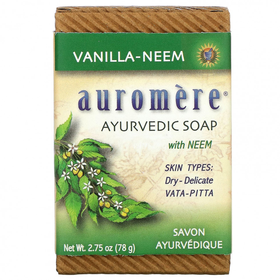 Auromere, Ayurvedic Soap, with Neem, Vanilla-Neem, 2.75 oz (78 g)  680