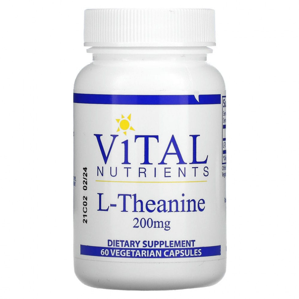 Vital Nutrients, L- Theanine, 200mg, 60 Veggie Capsules  7090