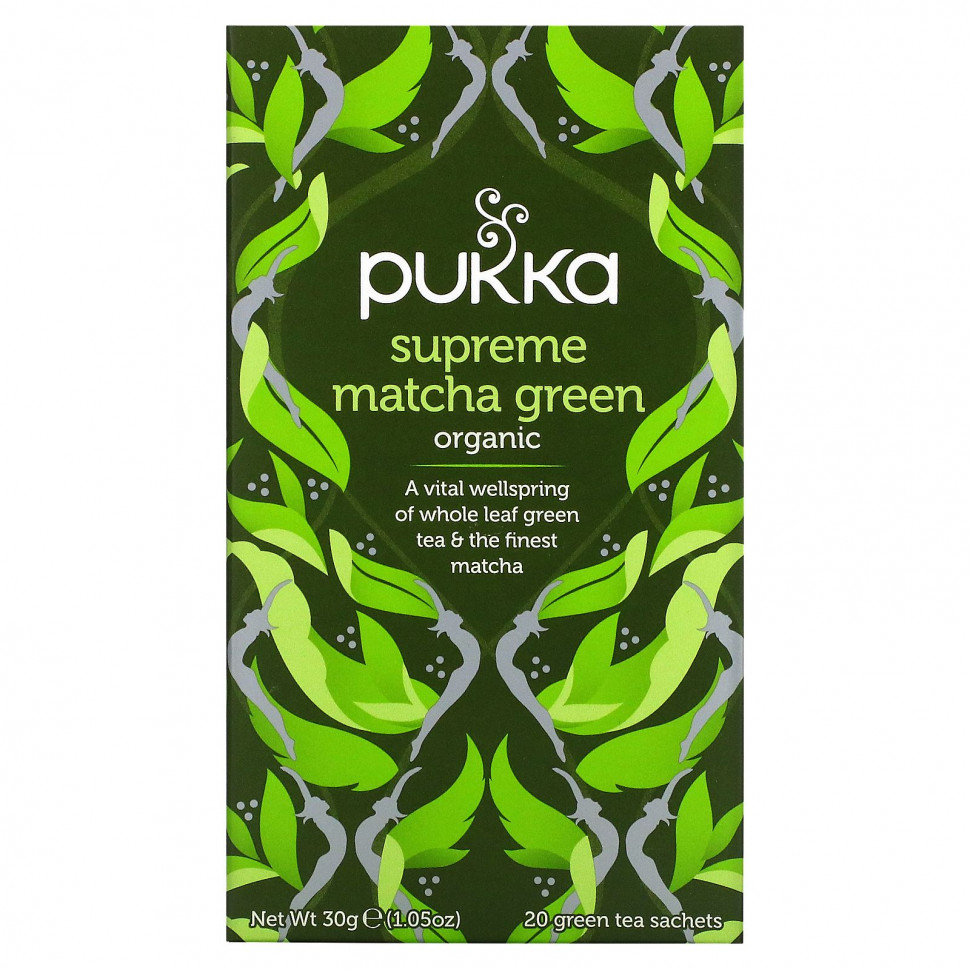 Pukka Herbs, Supreme Matcha Green, 20 Green Tea Sachets - 1.05 oz (30 g) Each  1210