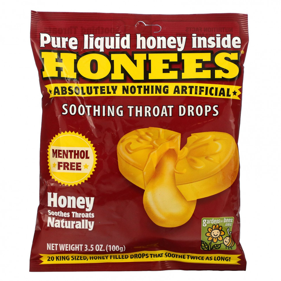 Honees, Cough Drops, Honey Menthol Free, 20 Cough Drops  790