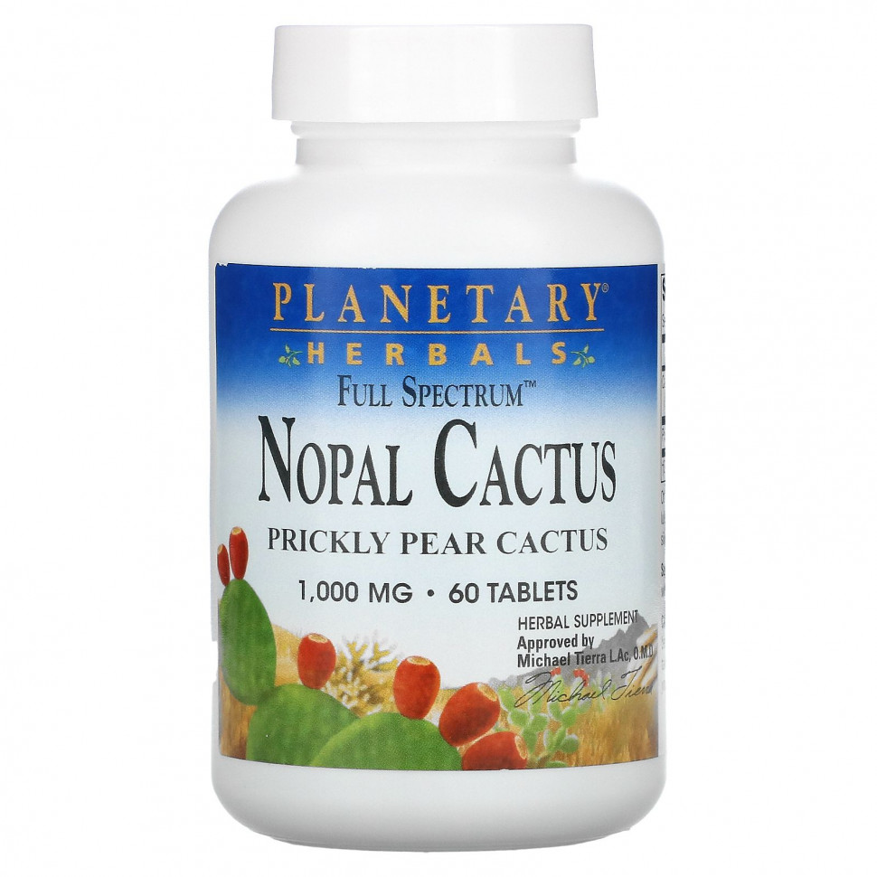 Planetary Herbals, Nopal Cactus, Full Spectrum, Prickly Pear Cactus, 1,000 mg, 60 Tablets  2100
