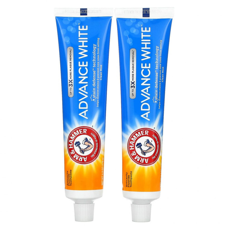 Arm & Hammer, Advance White, Extreme Whitening Toothpaste, Clean Mint, Twin Pack, 6.0 oz (170 g) Each  2350