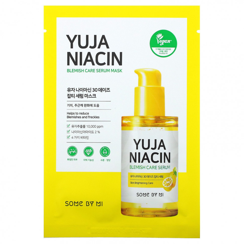 Some By Mi, Yuja Niacin, Blemish Care Serum Mask, 10 Sheets, 0.88 oz (25 g) Each  2930