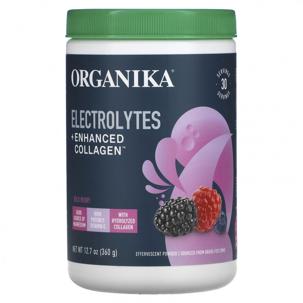 Organika, Electrolytes + Enhanced Collagen, Wild Berry, 12.7 oz (360 g)  6110