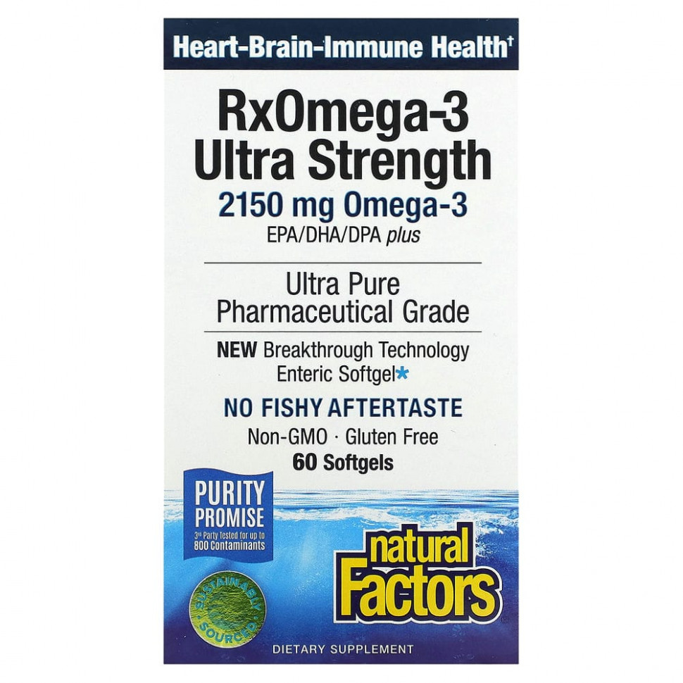 Natural Factors,       RxOmega-3      , 900 , 60  Enteripure  3750