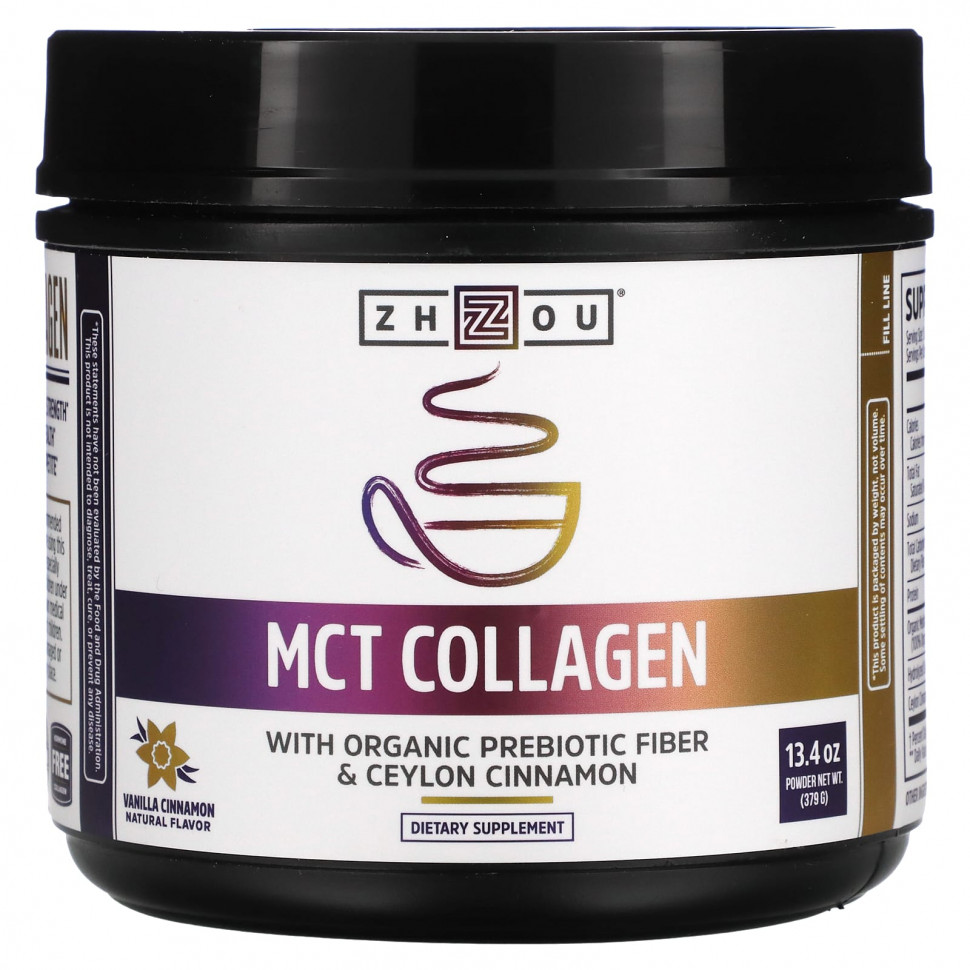  IHerb () Zhou Nutrition, MCT Collagen, Vanilla Cinnamon, 13.4 oz (379 g), ,    6390 