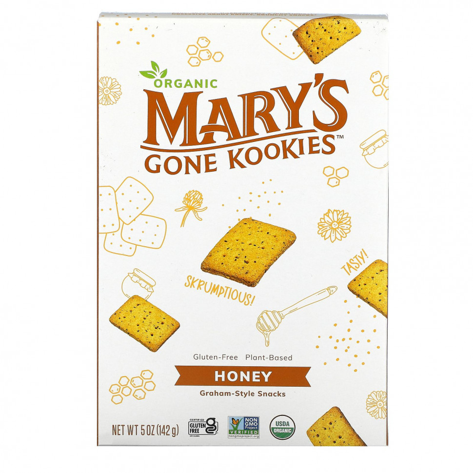 Mary's Gone Crackers, Graham Style Snack, Honey, 5 oz (141 g)  1020