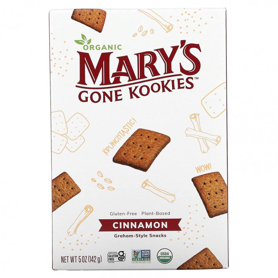 Mary's Gone Crackers, Graham Style Snack, Cinnamon, 5 oz (141 g)  1020