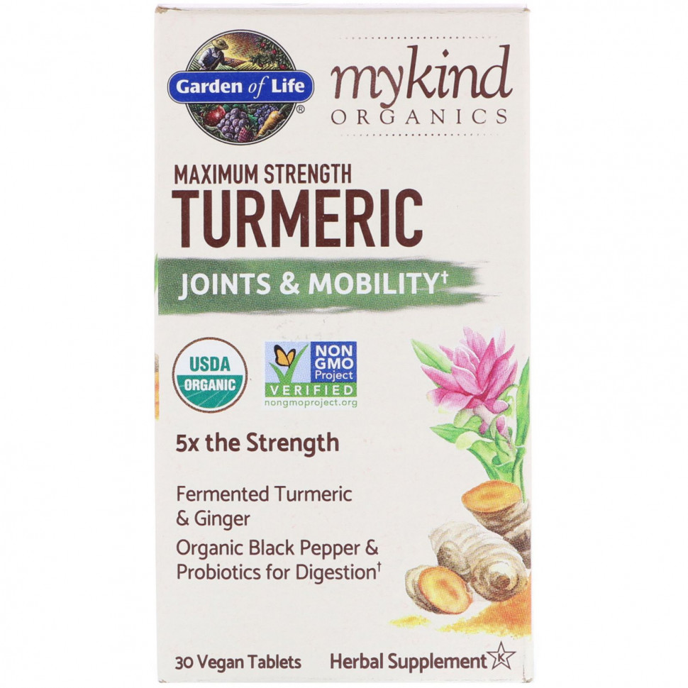  IHerb () Garden of Life, MyKind Organics, Maximum Strength, Turmeric, Joints & Mobility, 30 Vegan Tablets, ,    4620 