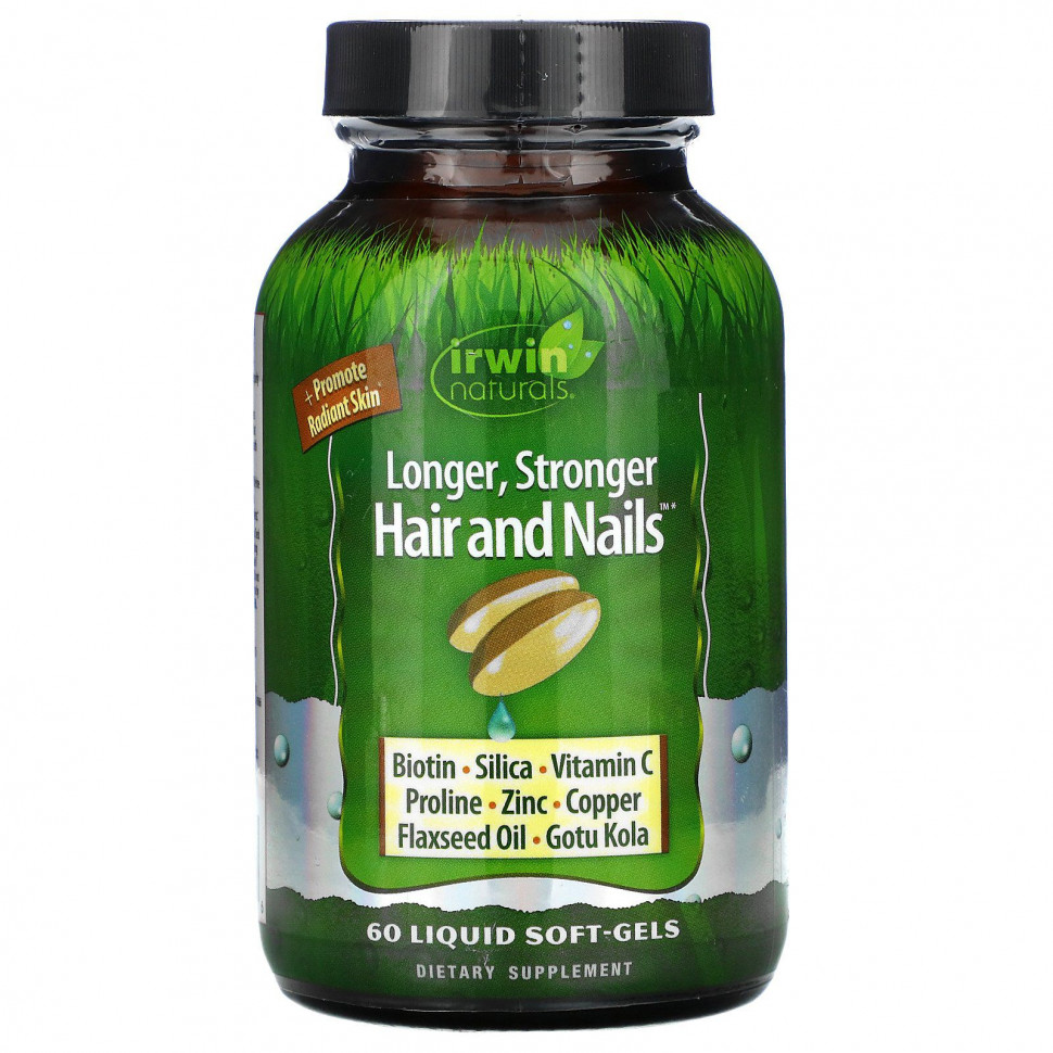 Irwin Naturals, Longer, Stronger Hair and Nails, 60 Liquid Soft-Gels  3890