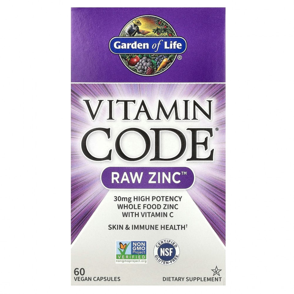 Garden of Life, Vitamin Code, RAW Zinc, 60    2570