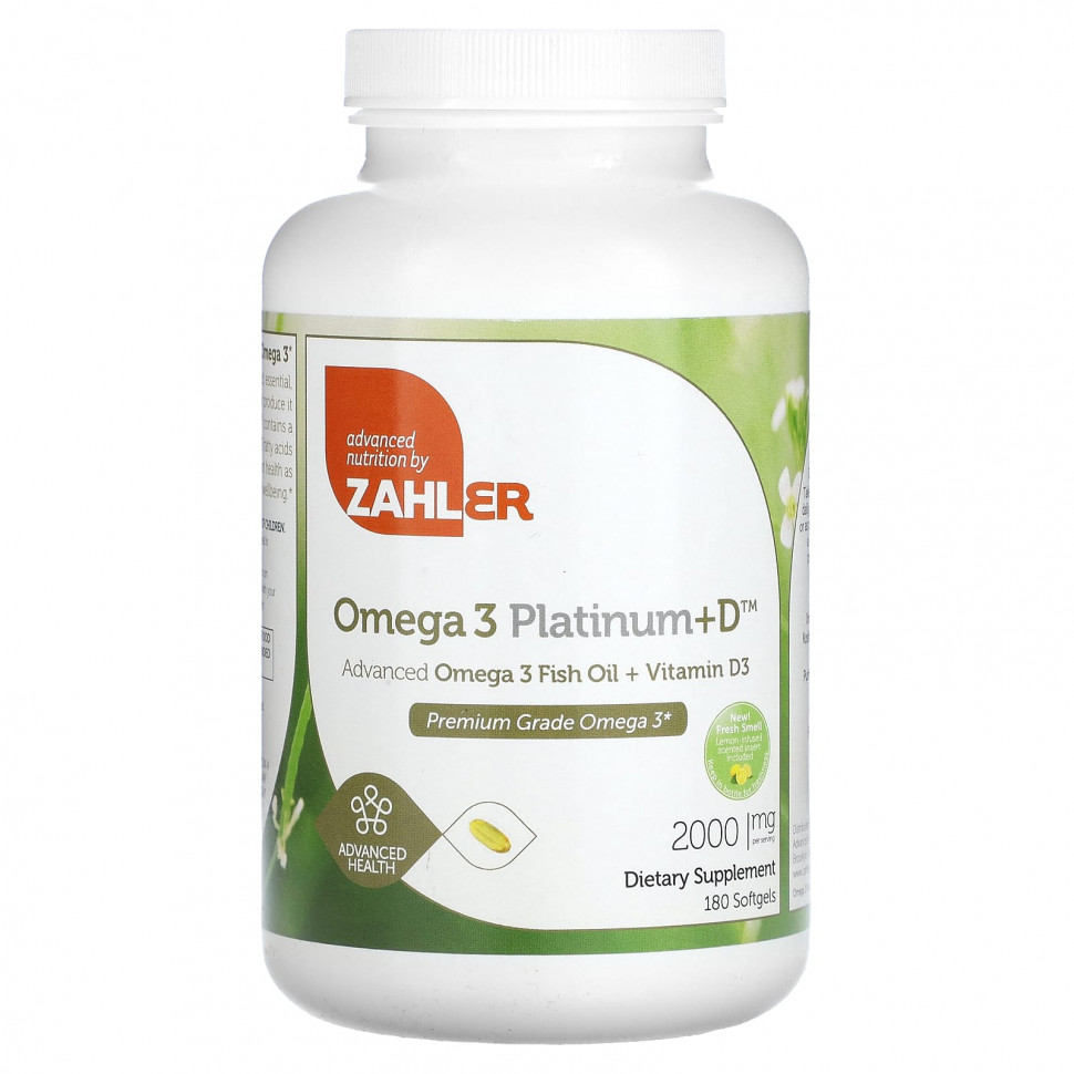 Zahler, Omega 3 Platinum + D,     -3   D3, 1000 , 180    9830