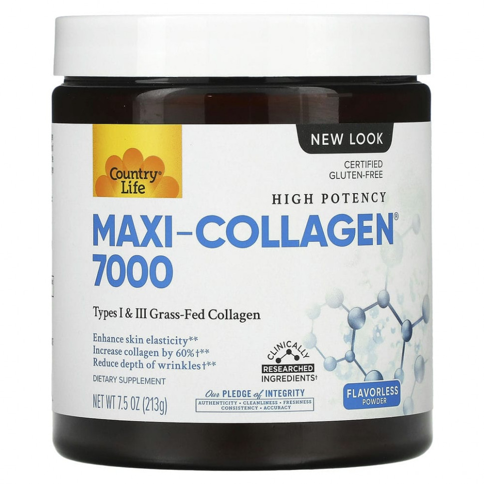 Country Life, Maxi-Collagen 7000 Powder, Flavorless, 7.5 oz (213 g)  4360