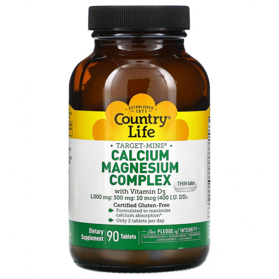 Country Life, Calcium Magnesium Complex with Vitamin D3, 90 Tablets  2640