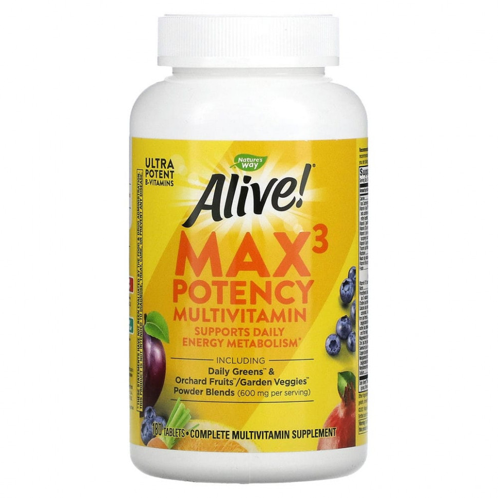 Nature's Way, Alive! Max3 Potency, , 180   8080