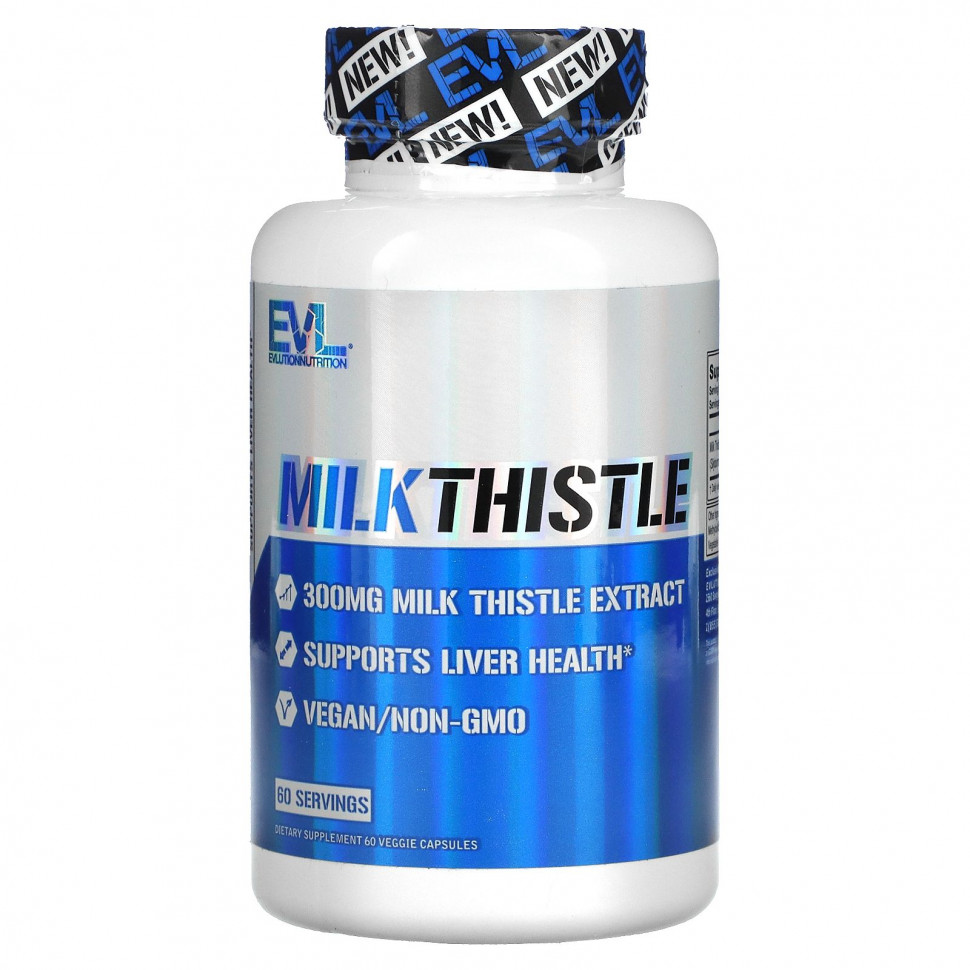 EVLution Nutrition, Milk Thistle, 300 mg, 60 Veggie Capsules  1610