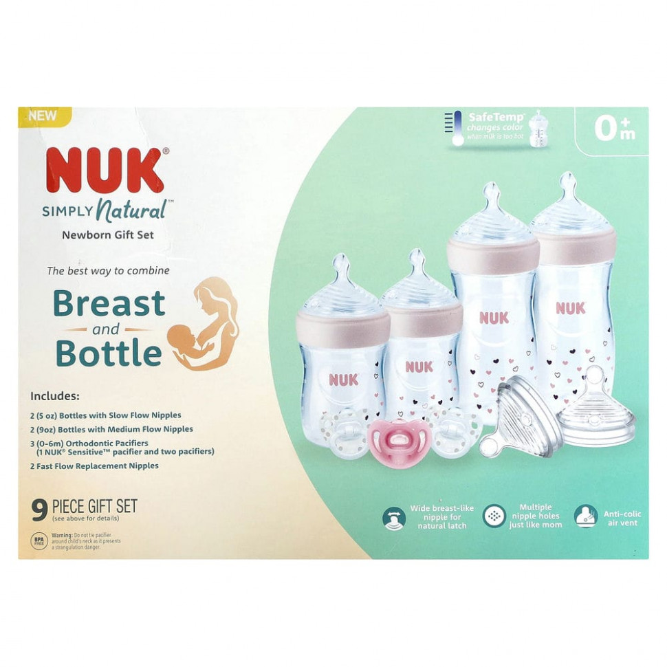 NUK, Simply Natural Bottle with SafeTemp,    ,  0 , 9 .  6640