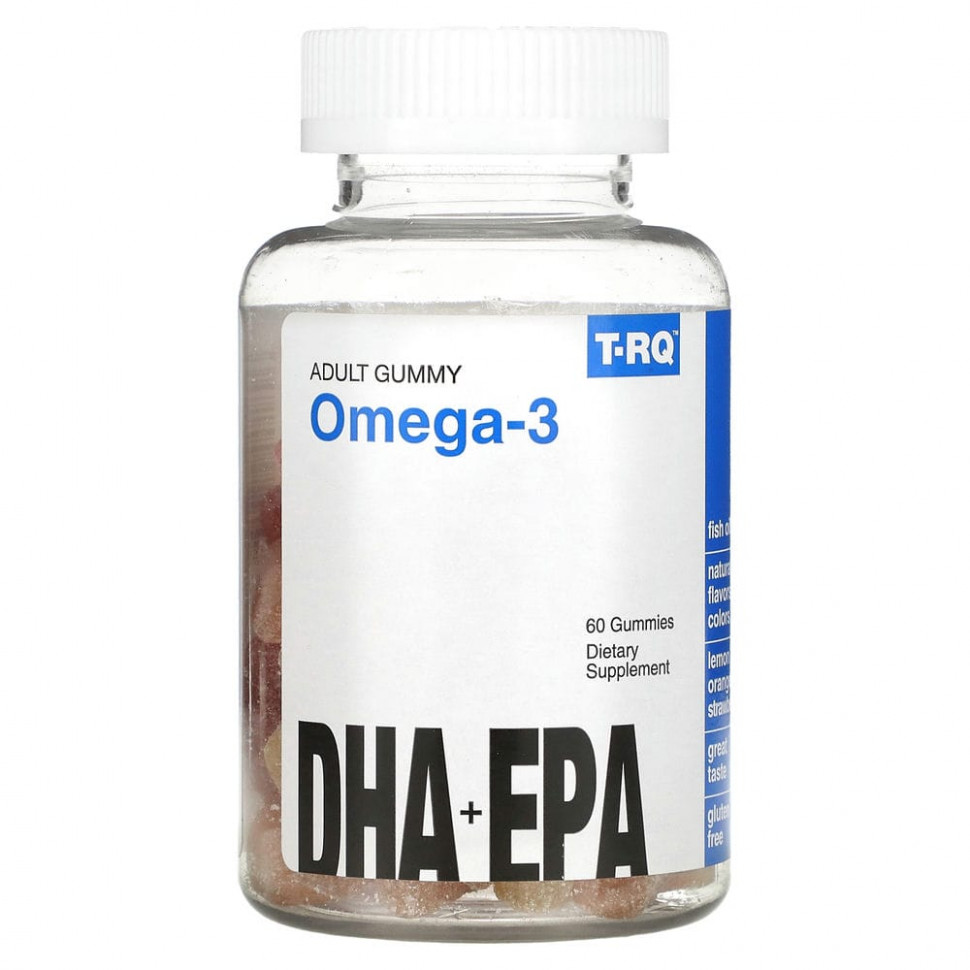 T-RQ, Omega-3, DHA + EPA, Lemon, Orange, Strawberry, 60 Gummies  2450