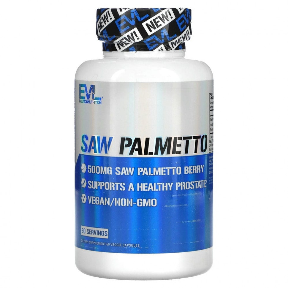 EVLution Nutrition, Saw Palmetto, 500 mg, 60 Veggie Capsules  1340