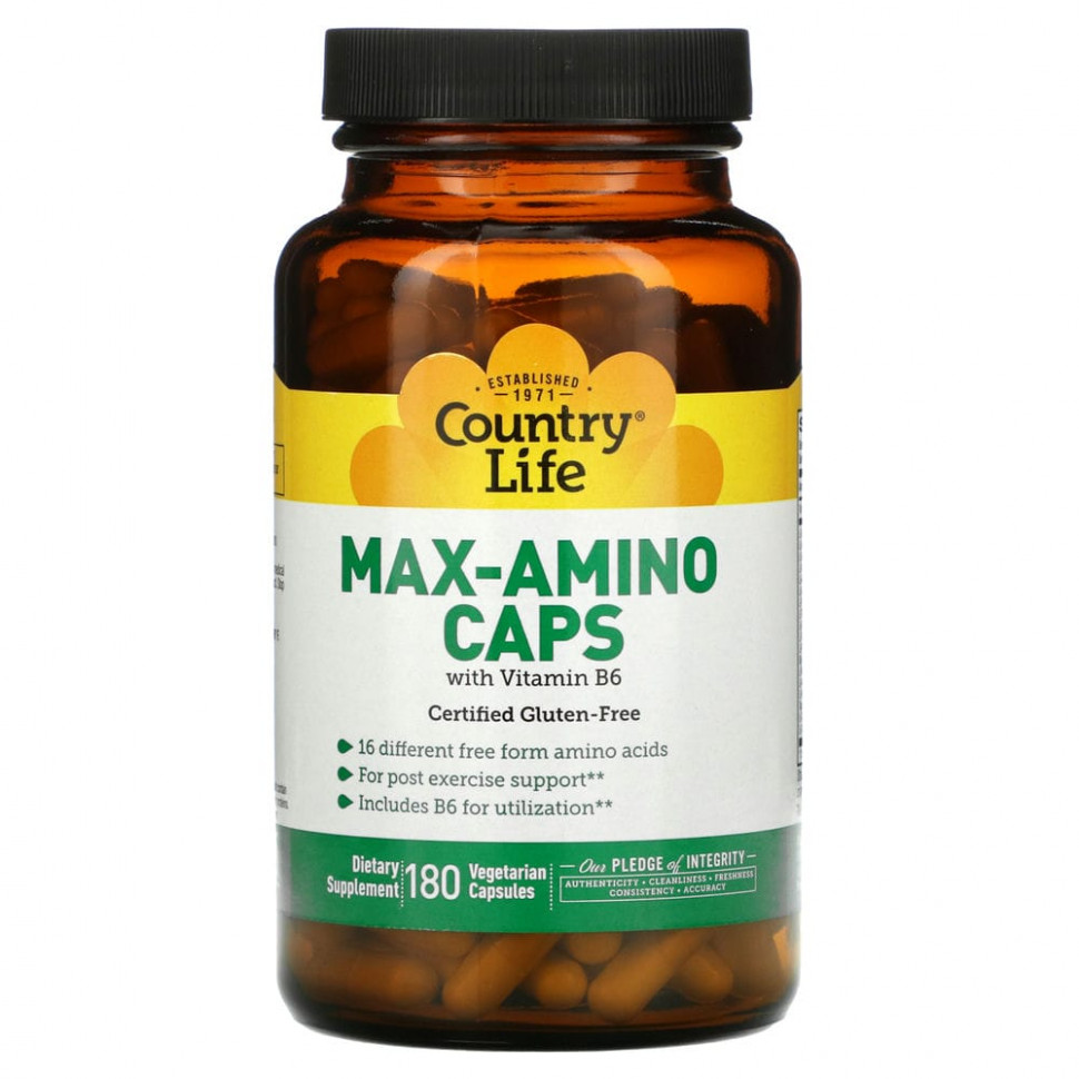 Country Life, Max-Amino Caps,   B-6, 180    5060
