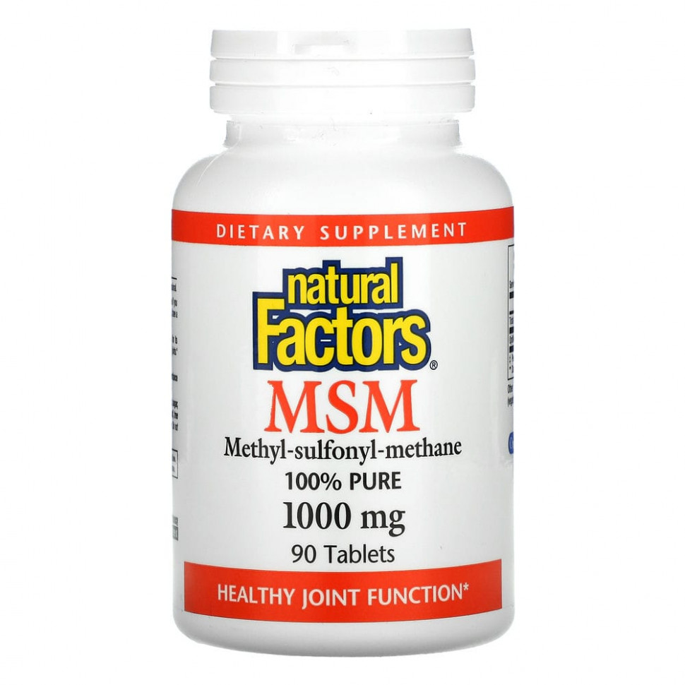 Natural Factors, MSM, Methyl-Sulfonyl-Methane, 1,000 mg, 90 Tablets  1750