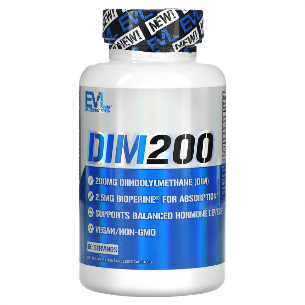 EVLution Nutrition, DIM 200, 200 mg, 60 Veggie Capsules  1840