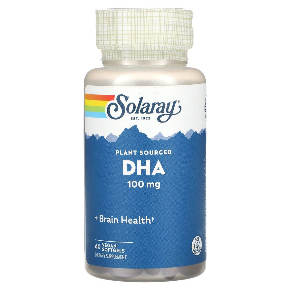 Solaray, DHA, Plant Sourced, 100 mg, 60 Vegan Softgels  4500