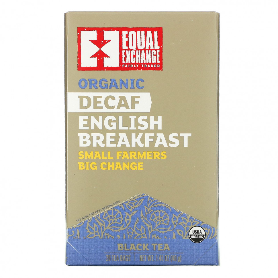 Equal Exchange, Organic Decaf English Breakfast, Black Tea, 20 Tea Bags, 1.41 oz ( 40 g)  1150