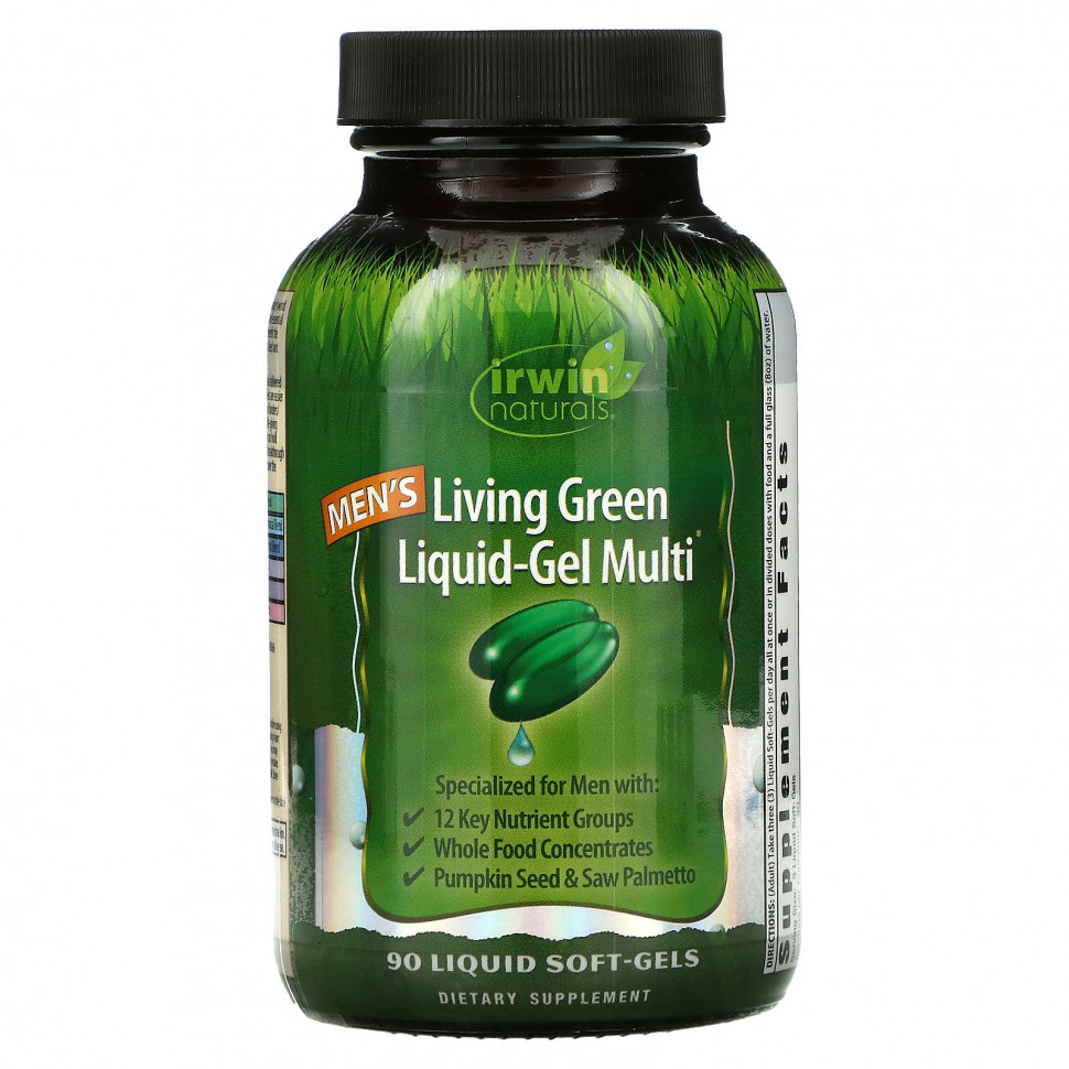 Irwin Naturals, Men's Living Green Liquid-Gel Multi, 90       5110