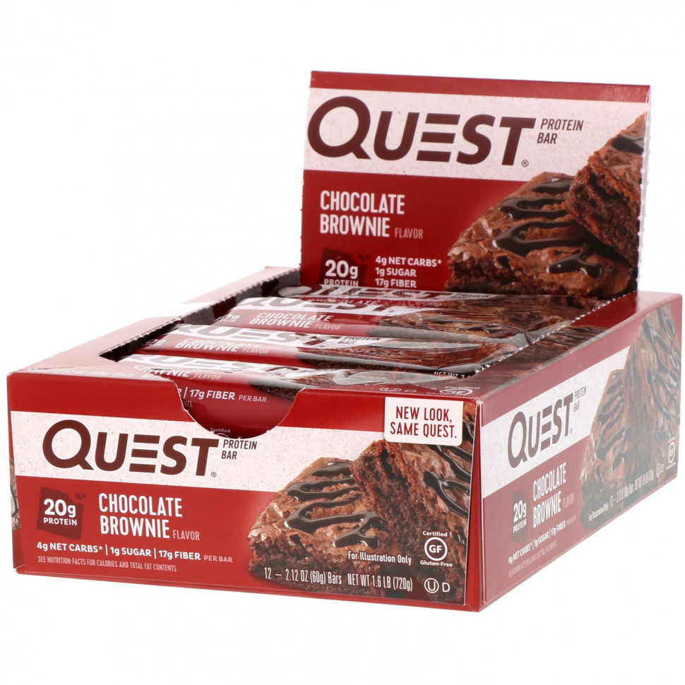 Quest Nutrition, Quest Protein Bar, Chocolate Brownie, 12 Bars, 2.12 oz (60 g) Each  7200