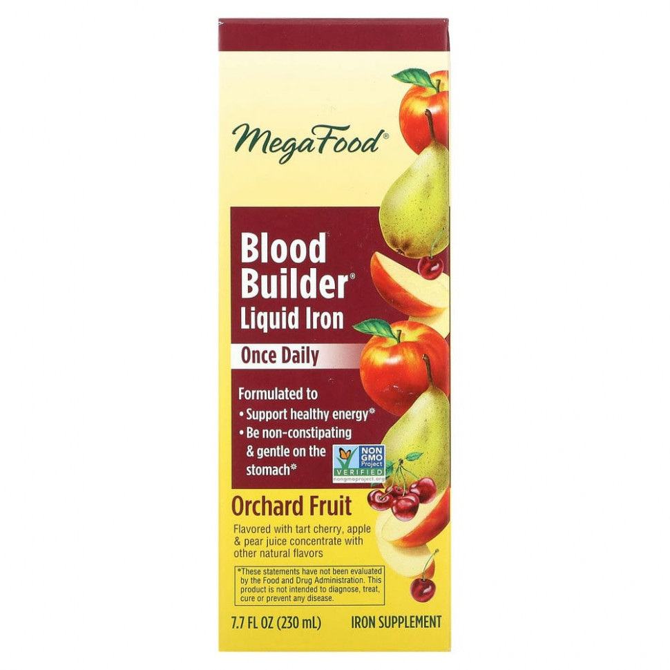 MegaFood, Blood Builder Liquid Iron, Once Daily, Orchard Fruit, 230  (7,7 . )  4610