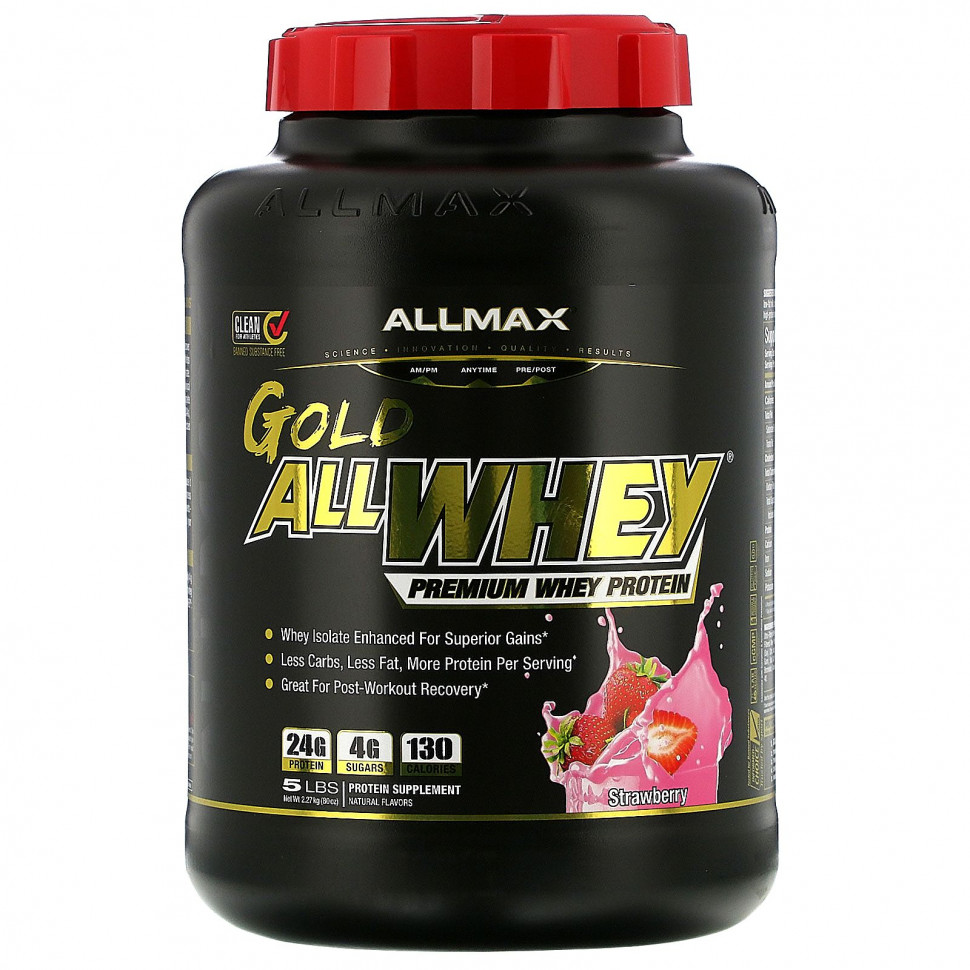 ALLMAX Nutrition, AllWhey Gold, Premium Whey Protein, Strawberry, 5 lbs. (2.27 kg)  14310