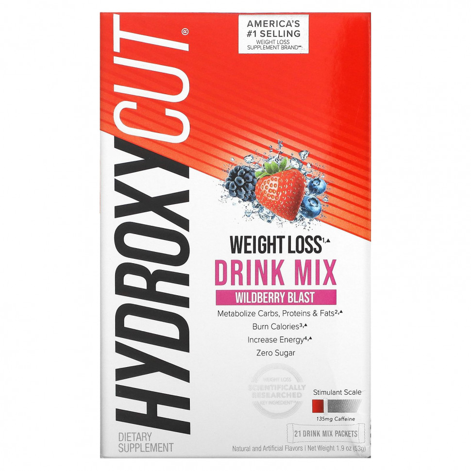 Hydroxycut, Weight Loss Drink Mix, Wildberry Blast, 21 Packets, 1.9 oz (53 g)  4850