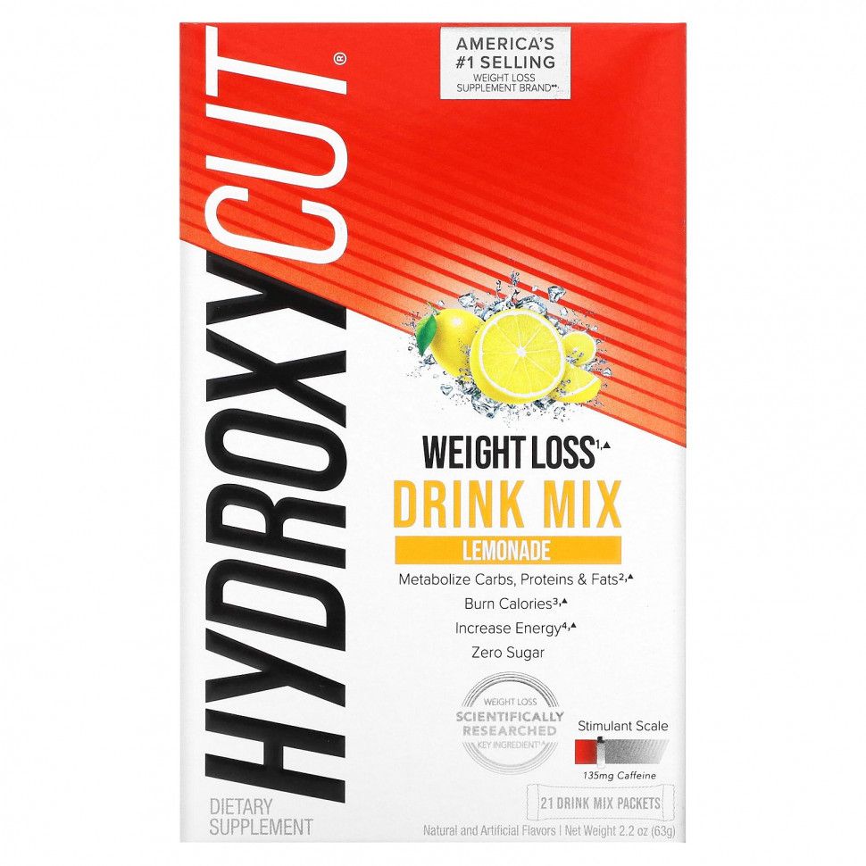 Hydroxycut, Weight Loss Drink Mix, Lemonade, 21 Packets, 2.2 oz (63 g)  4850