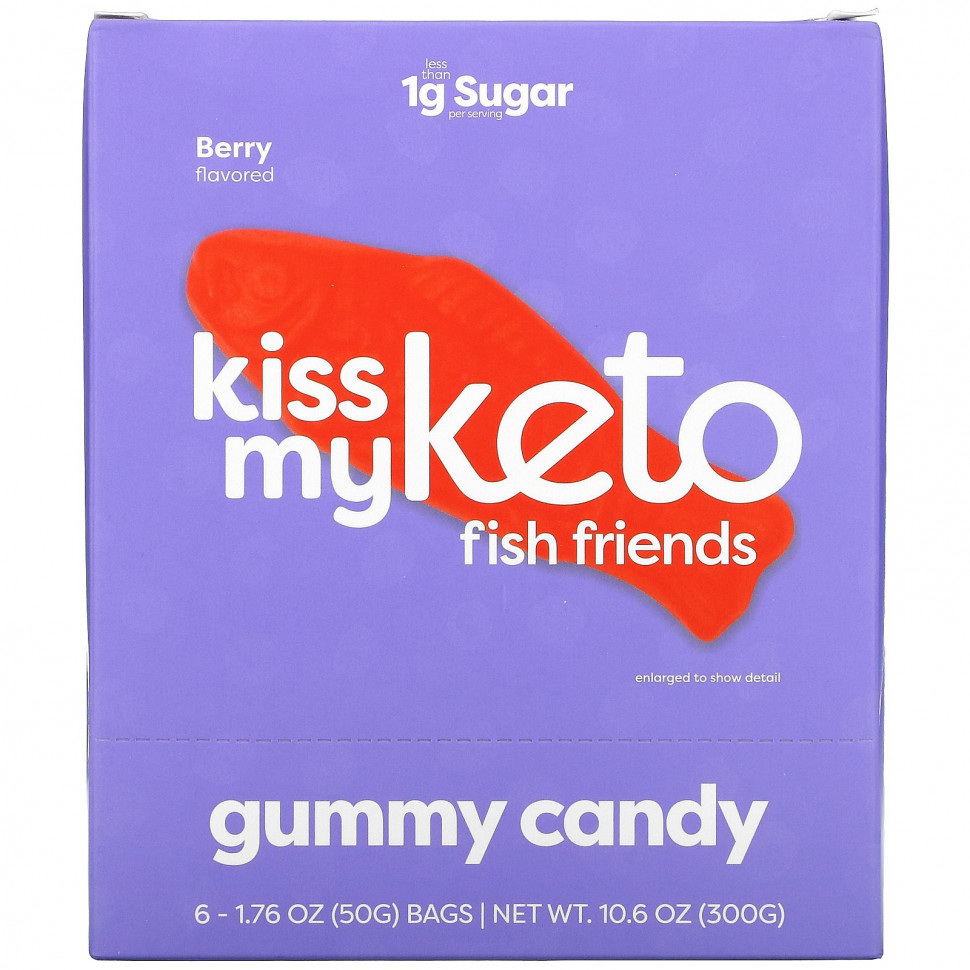 Kiss My Keto, Fish Friends Gummy Candy, Berry Flavor, 6 Bags, 1.76 oz ( 50 g) Each  5000