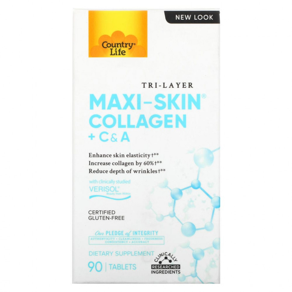 Country Life, Tri Layer Maxi-Skin Collagen,    C  A, 90   3660