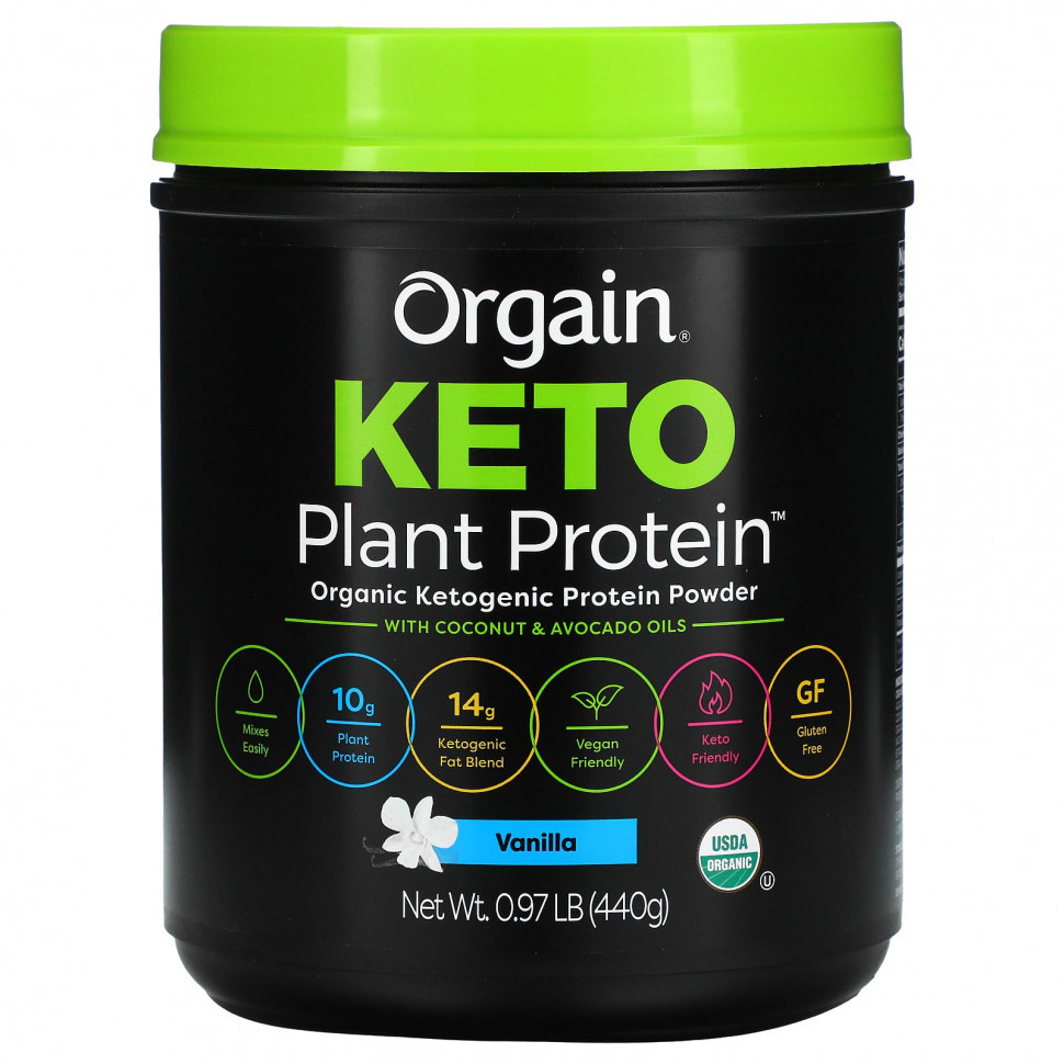 Orgain, Keto, Organic Plant Protein Powder, Vanilla, 0.97 lb (440 g)  6220