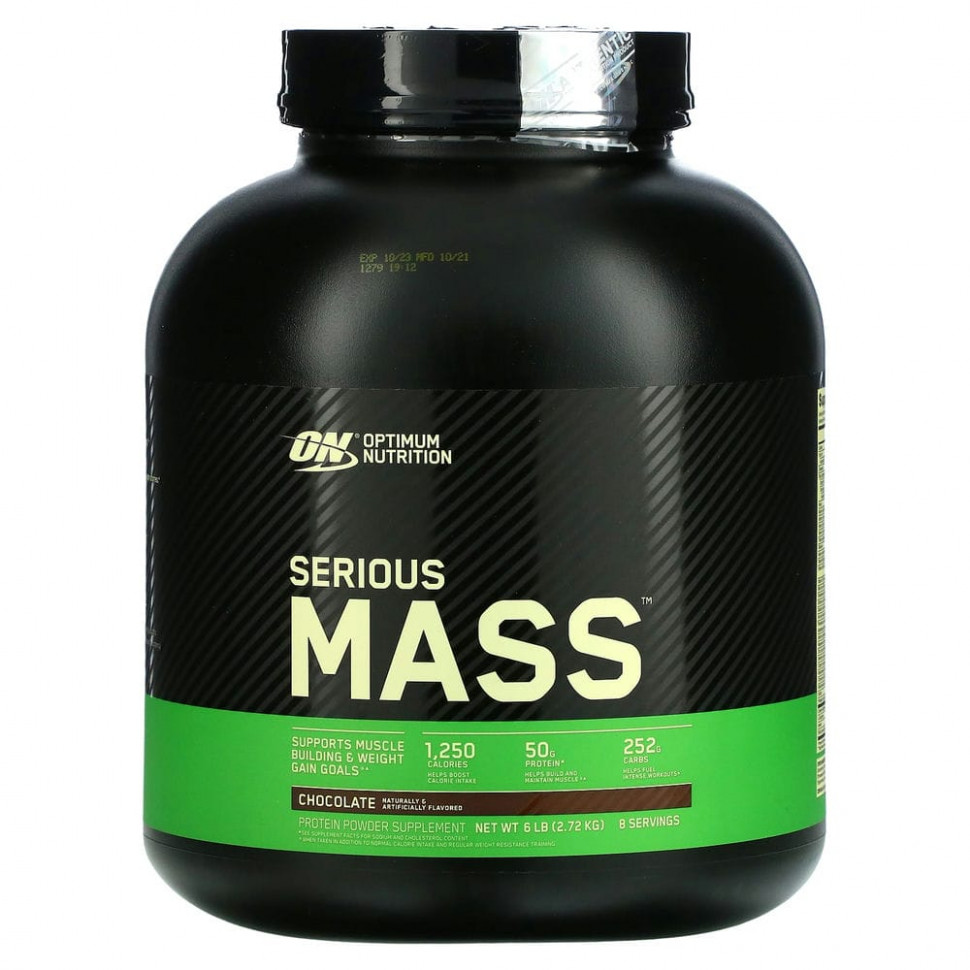 Optimum Nutrition, Serious Mass,High Protein Gain Powder, Chocolate, 6 lbs (2.72 kg)  12520