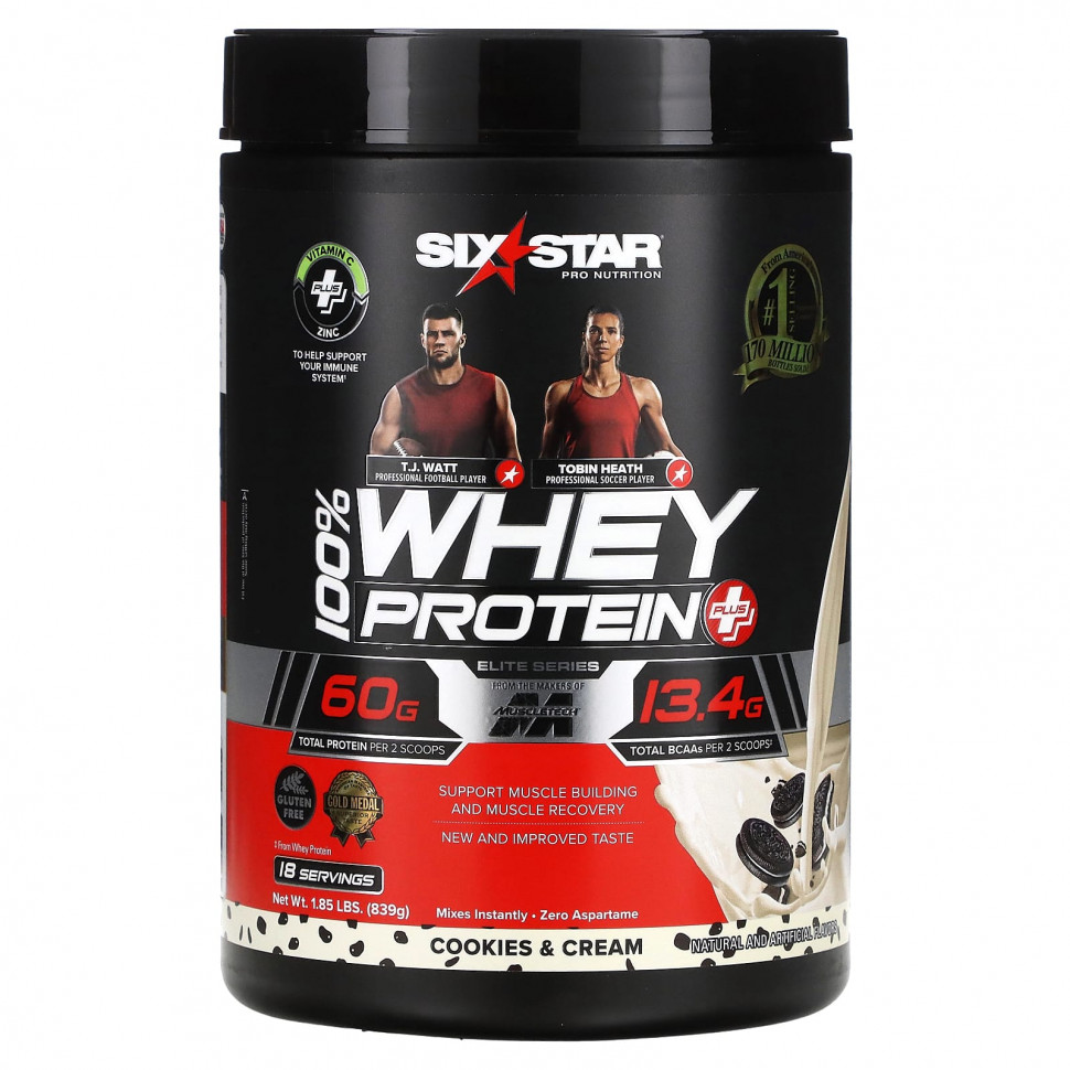 SIXSTAR, Elite Series, 100% Whey Protein Plus, Cookies & Cream, 1.85 lbs (839 g)  5580